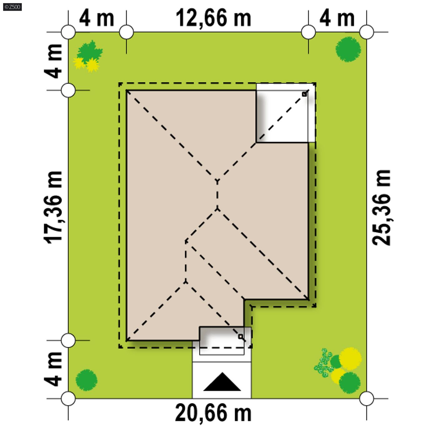 Gotowy projekt domu  - Wygodny dom parterowy z dużym salonem, czterema sypialniami i opcją poddasza.