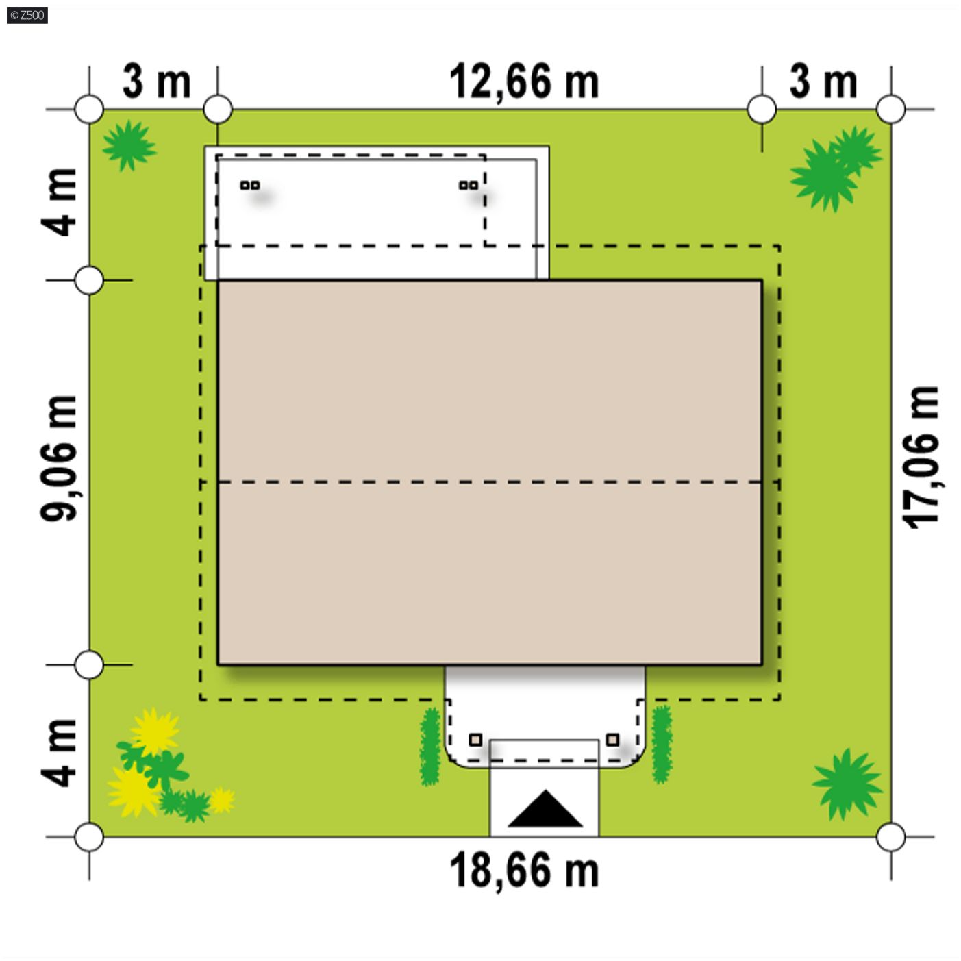 Gotowy projekt domu  - Tani i łatwy w budowie dom parterowy także na małą działkę bez okien w ścianach bocznych.