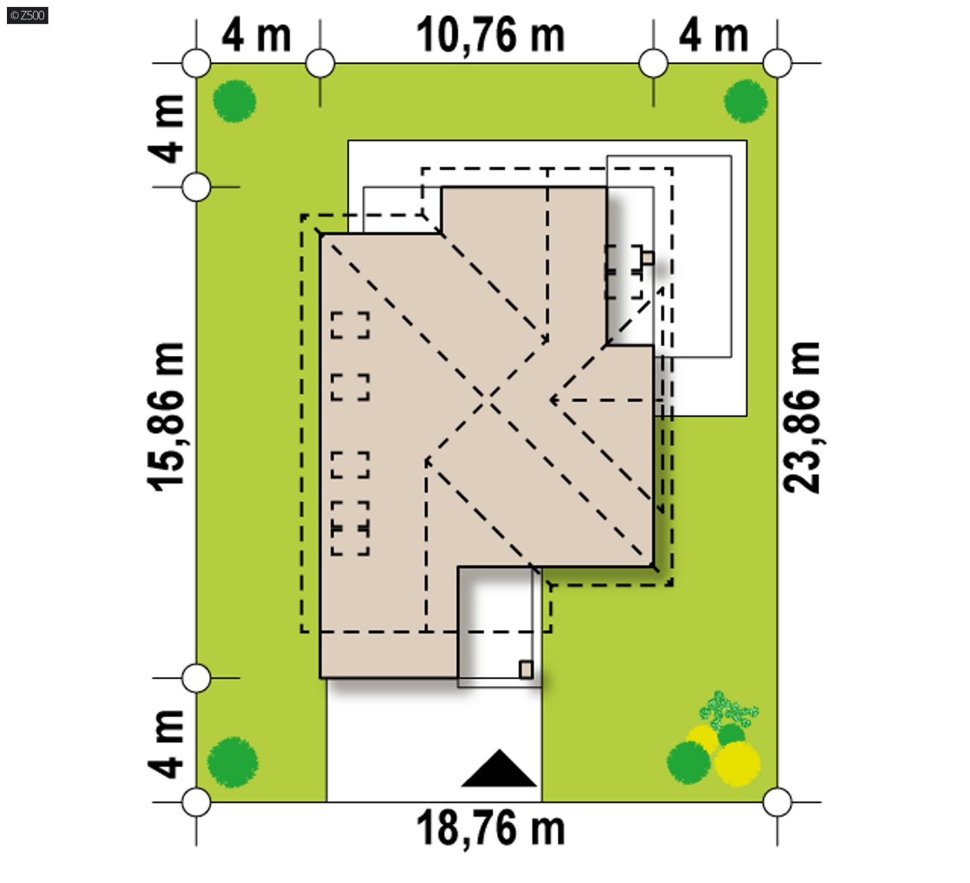 Gotowy projekt domu  - Wielospadowy dach, garaż z tarasem od frontu, ciekawa elewacja - to wyjątkowy dom.
