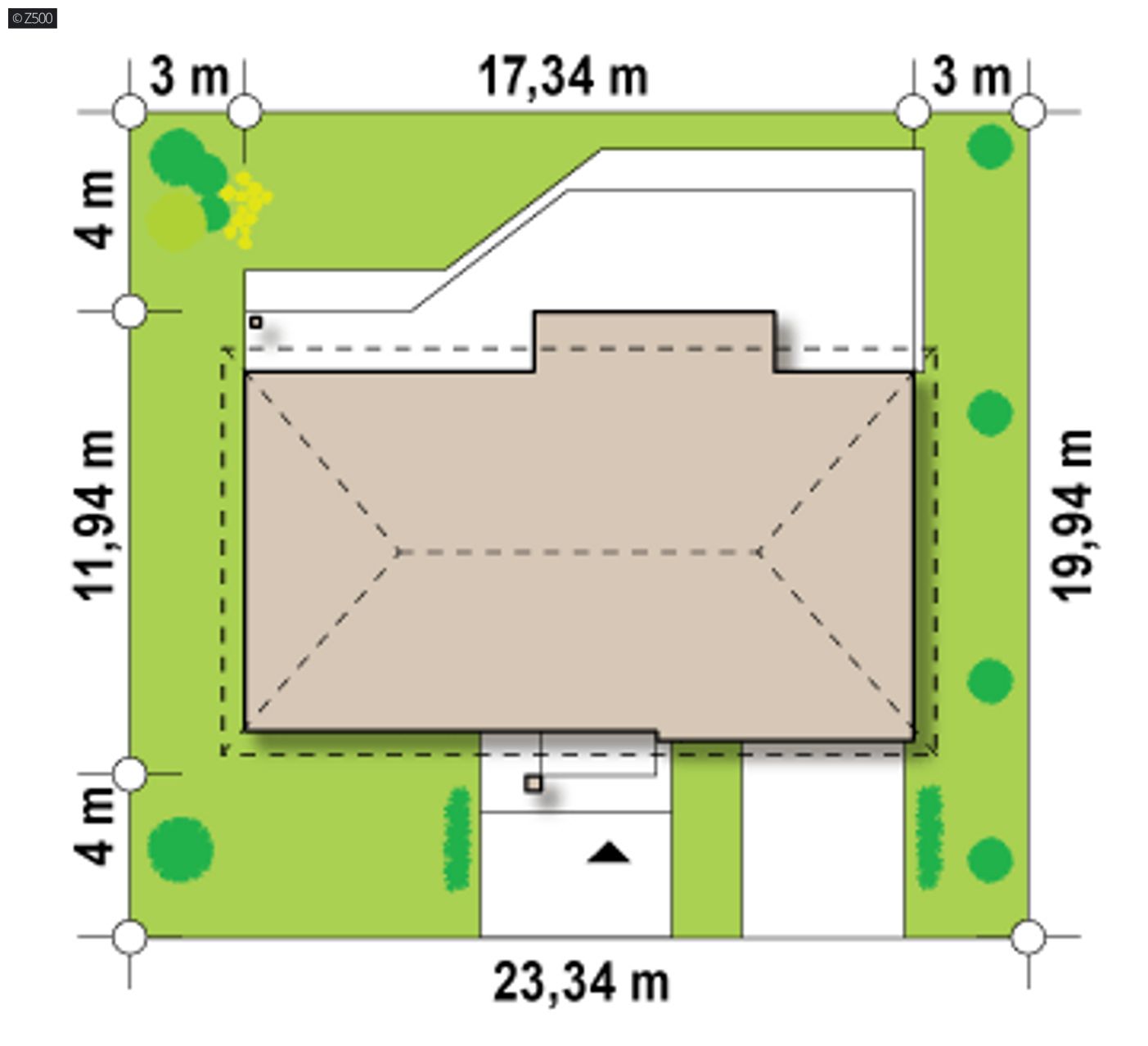 Home project  - Rozłożysty parterowy dom o tradycyjnej formie z wydzieloną strefą nocną.