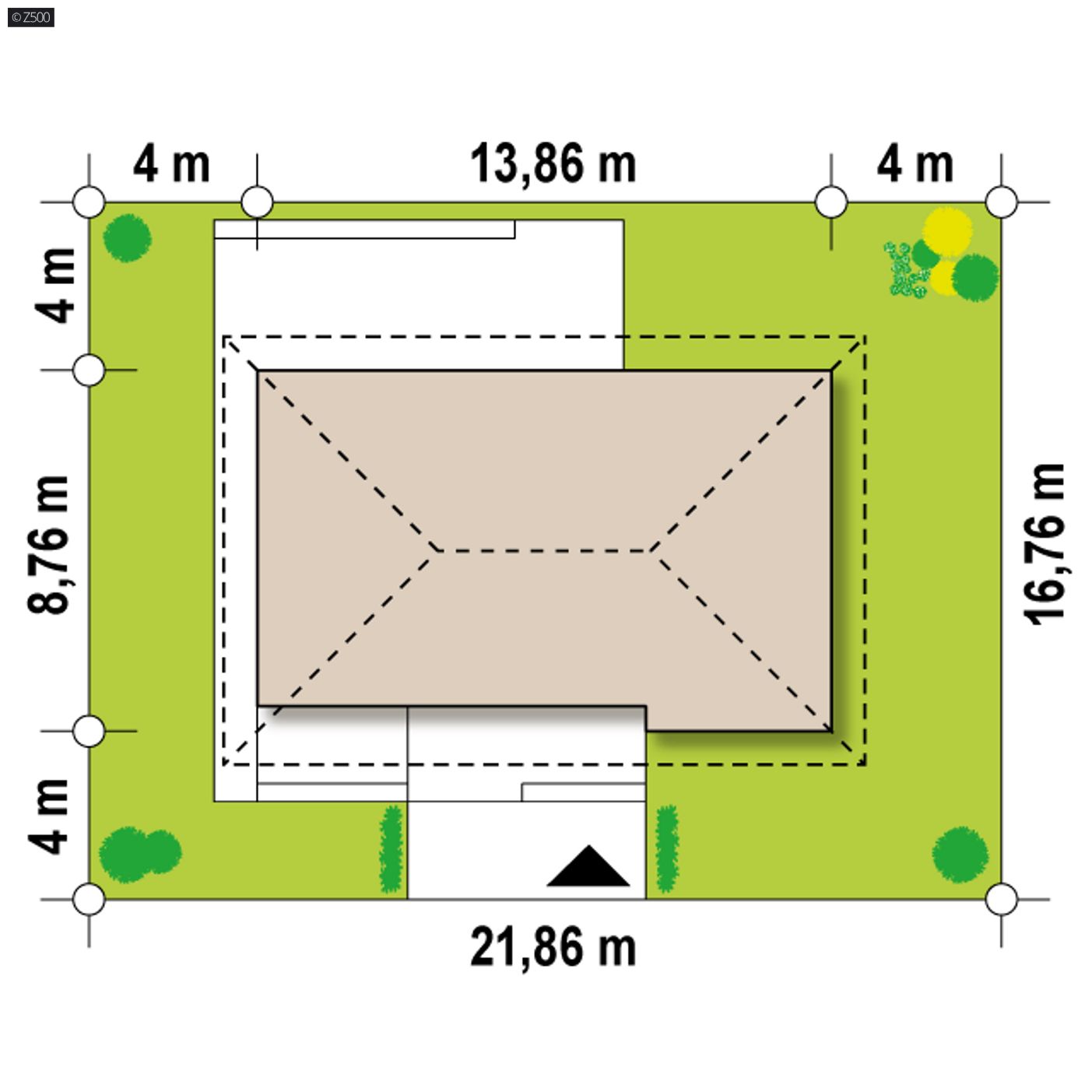 Gotowy projekt domu  - Dom z dachem kopertowym, dużym PG oraz pokojem typu masterbedroom.