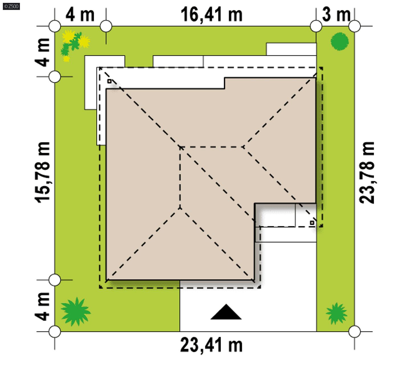 Home project  - Parterowy dom z czterema pokojami oraz garażem jednostanowiskowym w bryle. 
