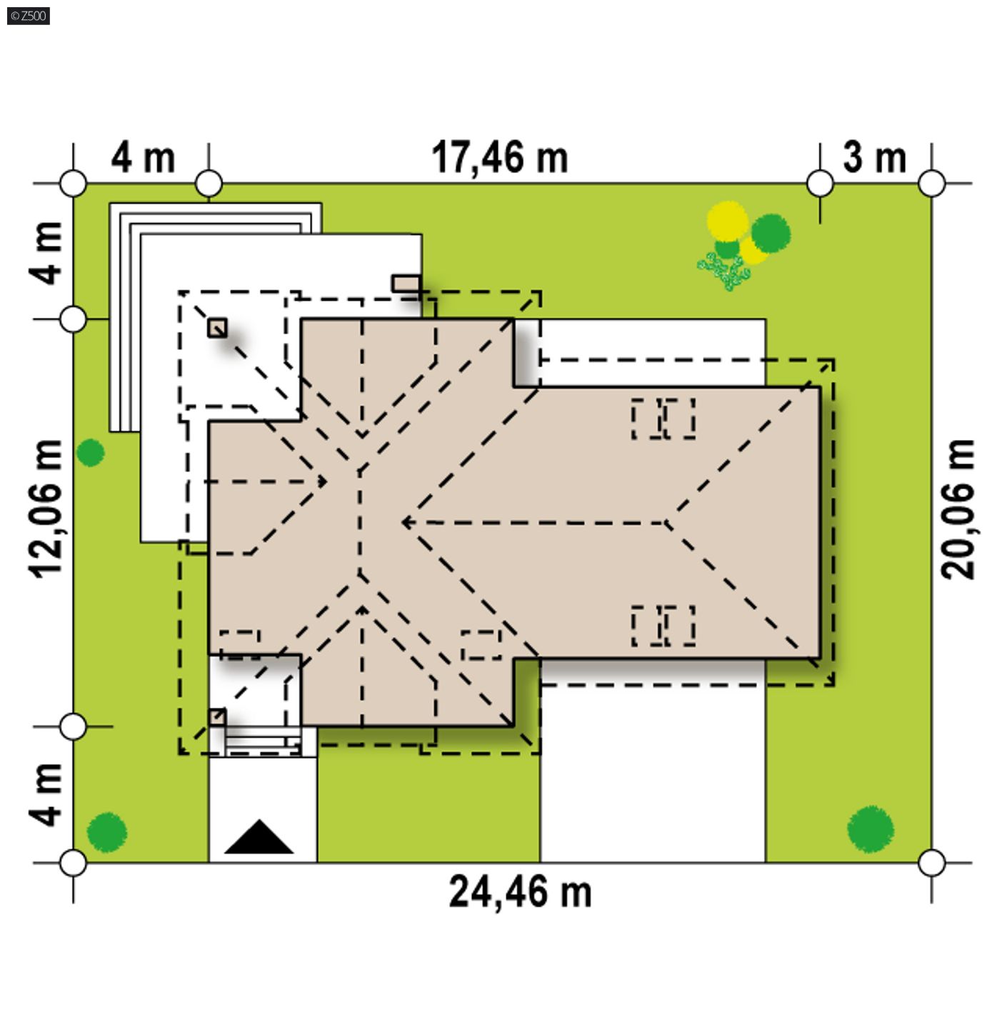 Gotowy projekt domu  - Dom o współczesnej formie, dach wielospadowy, lukarny oraz garaż dwustanowiskowy