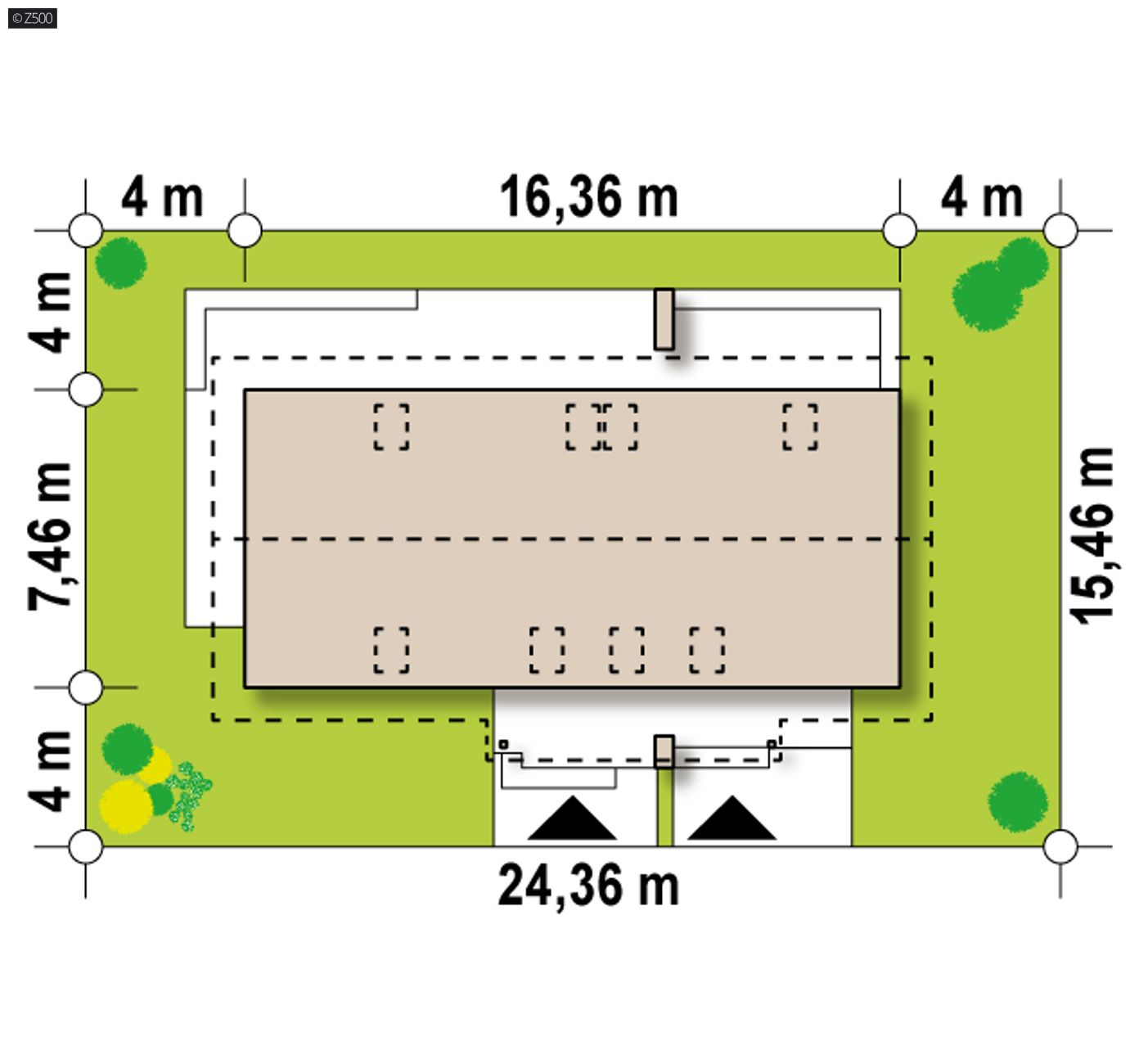 Home project  - Zgrabny dom dwurodzinny z wydzielonymi osobnymi wejściami do każdego z lokali.