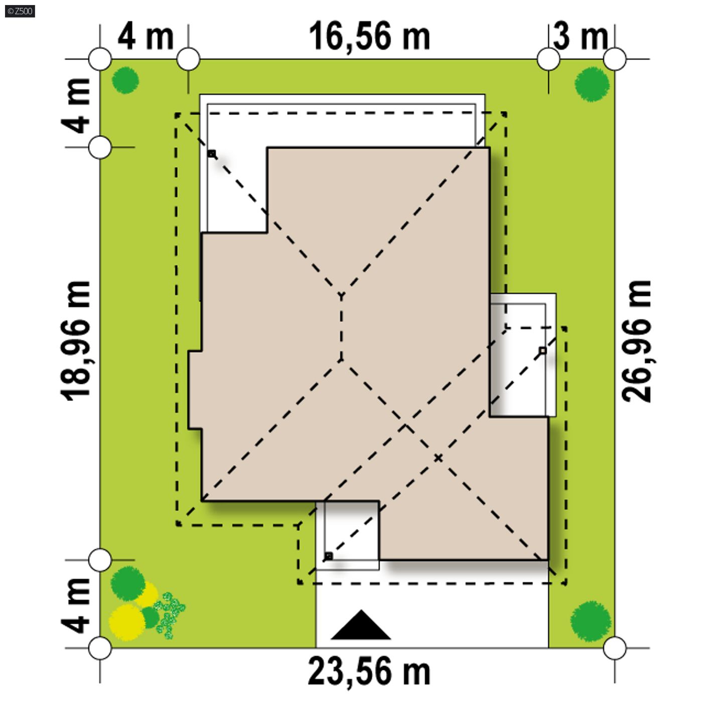 Gotowy projekt domu  - Parterowy dom z dwustanowiskowym garażem oraz dużym PG z piecem na paliwo stałe