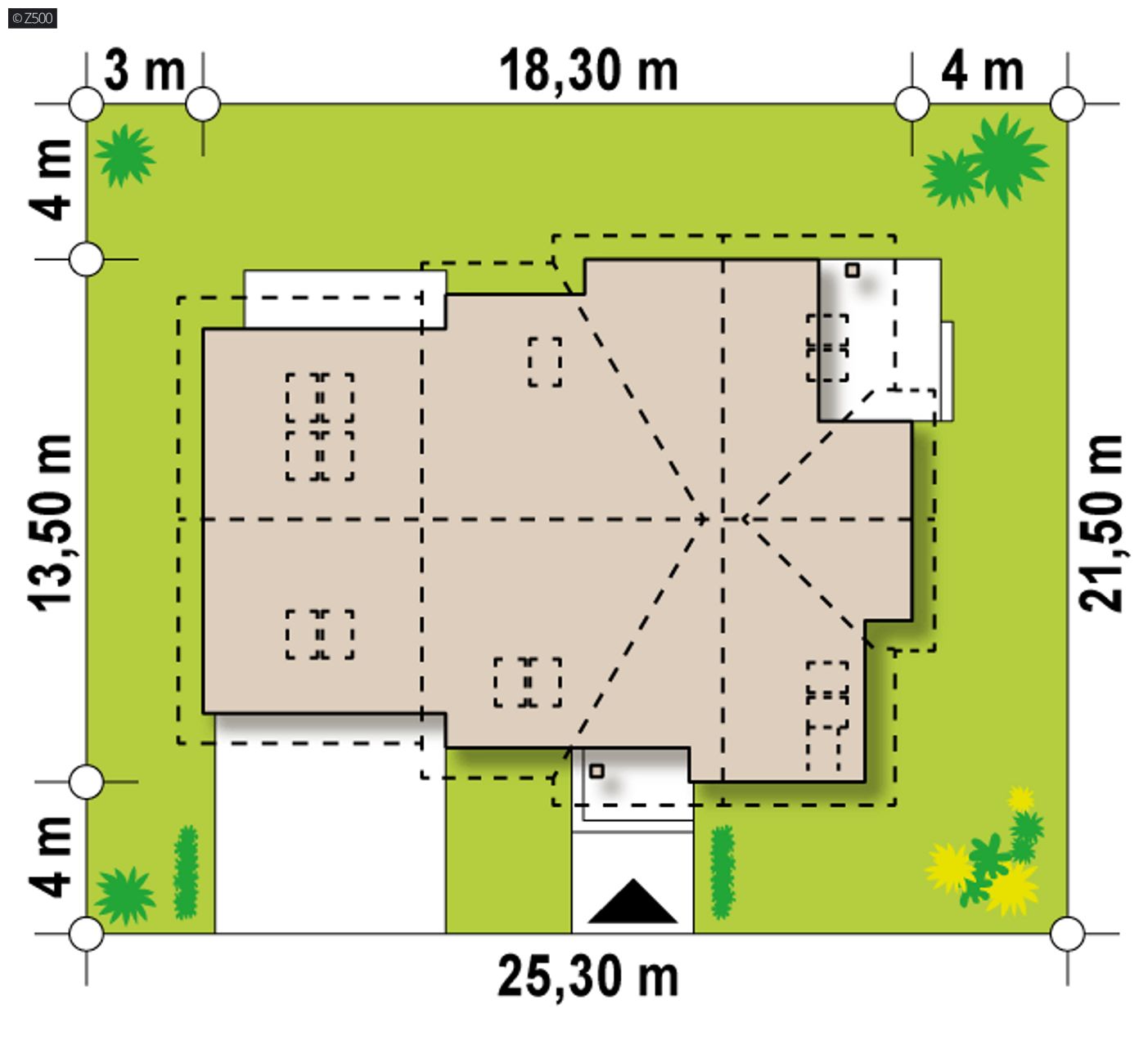 Home project  - Kompaktowy dom z zaaranżowanym poddaszem, garażem na dwa samochody i kotłownią.