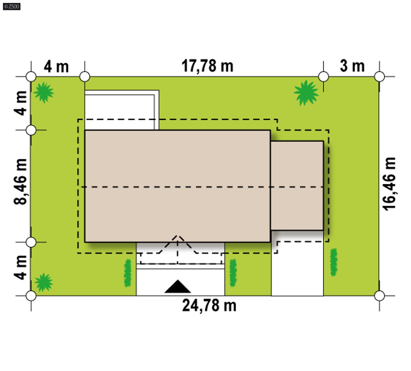 Gotowy projekt domu  - Dom parterowy z garażem jednostanowiskowym . Tani w budowie i eksploatacji.