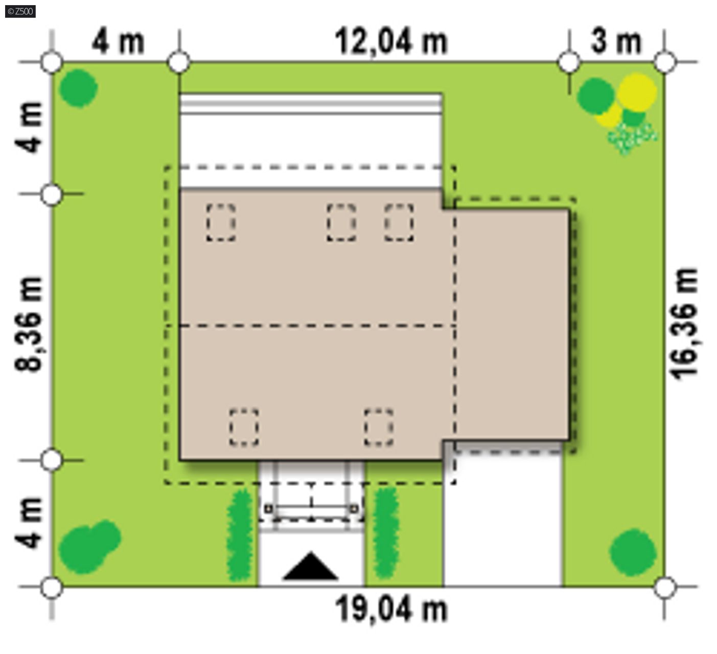 Gotowy projekt domu  - w technologii drewnianej bez lukarn, garaż boczny z dachem pulpitowym