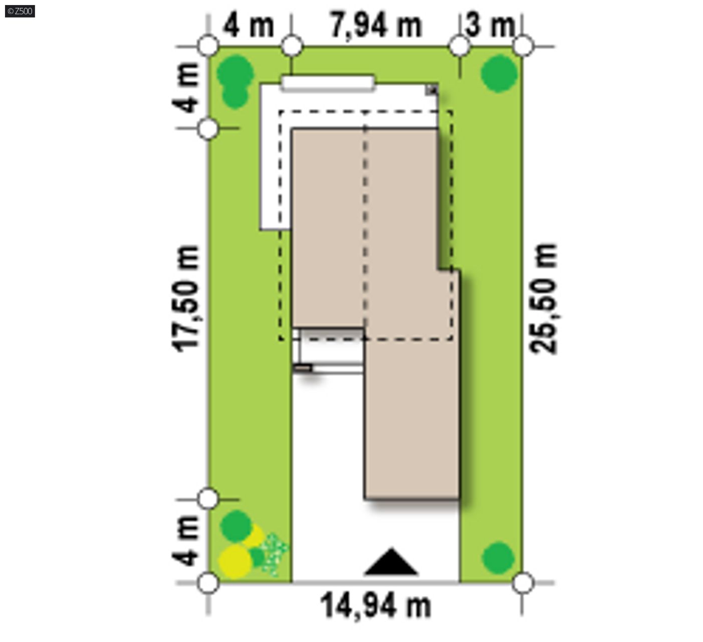 Gotowy projekt domu  - Wersja z297 z garażem i kotłownią od frontu, większym salonem i kuchnią.