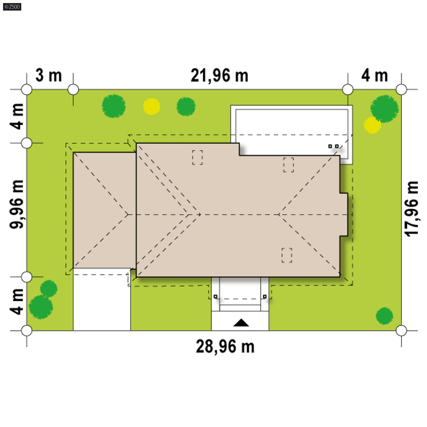 Gotowy projekt domu  - wariant z garażem dwustanowiskowym po lewej stronie, z opcjonalnym poddaszem