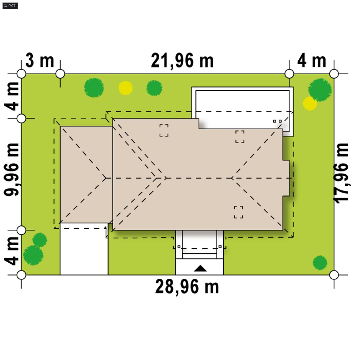 Gotowy projekt domu  - wariant z garażem dwustanowiskowym po lewej stronie, z opcjonalnym poddaszem