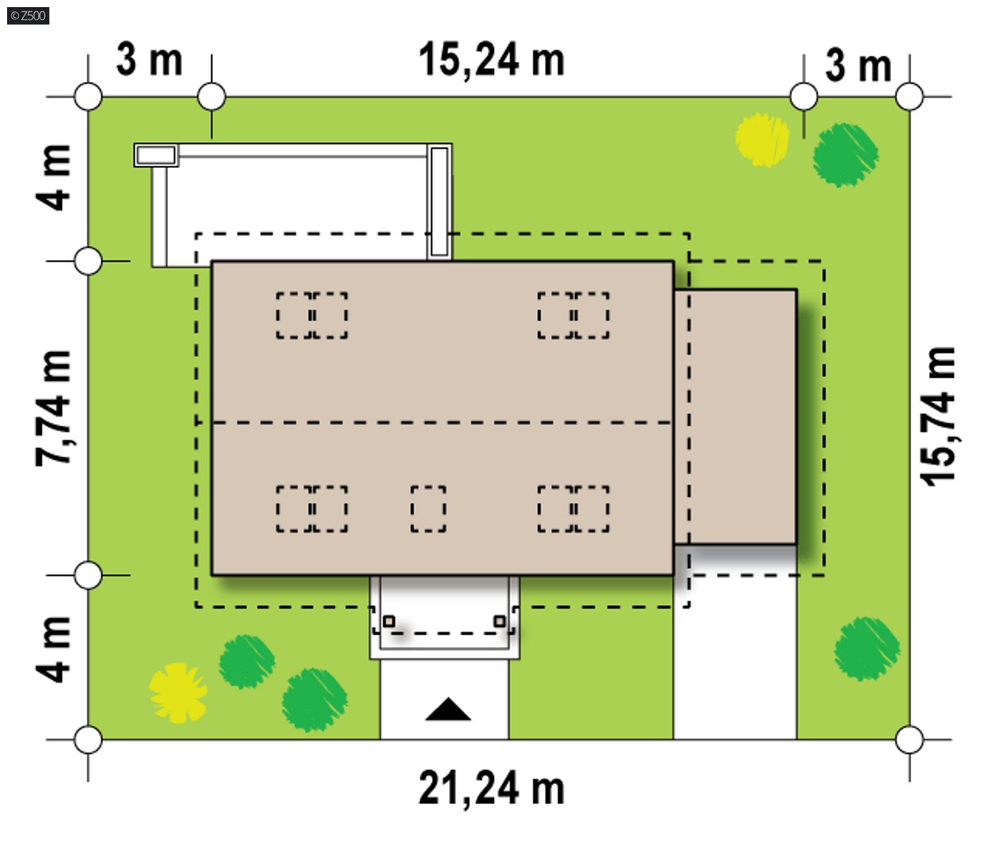 Gotowy projekt domu  - Dom z poddaszem użytkowym oraz garażem po prawej stronie, łatwy w budowie.