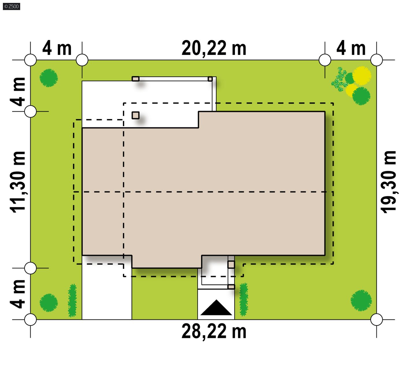 Home project  - Wariant z garażem dwustanowiskowym z lewej strony.