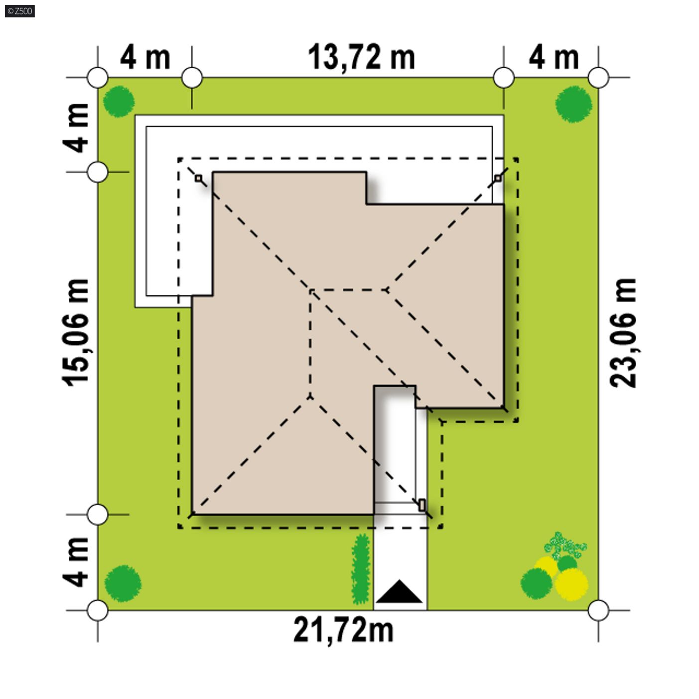 Gotowy projekt domu  - Wersja bez garażu z dodatkowym pokojem.