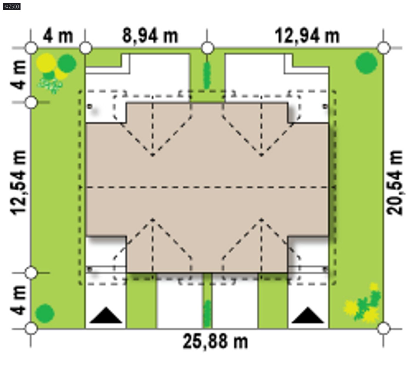 Gotowy projekt domu  - Projekt domu bliźniaka z poddaszem użytkowym oraz garażem