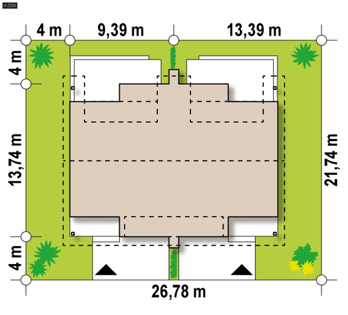 Home project  - Projekt domu bliźniaka z garażem i użytkowym poddaszem.