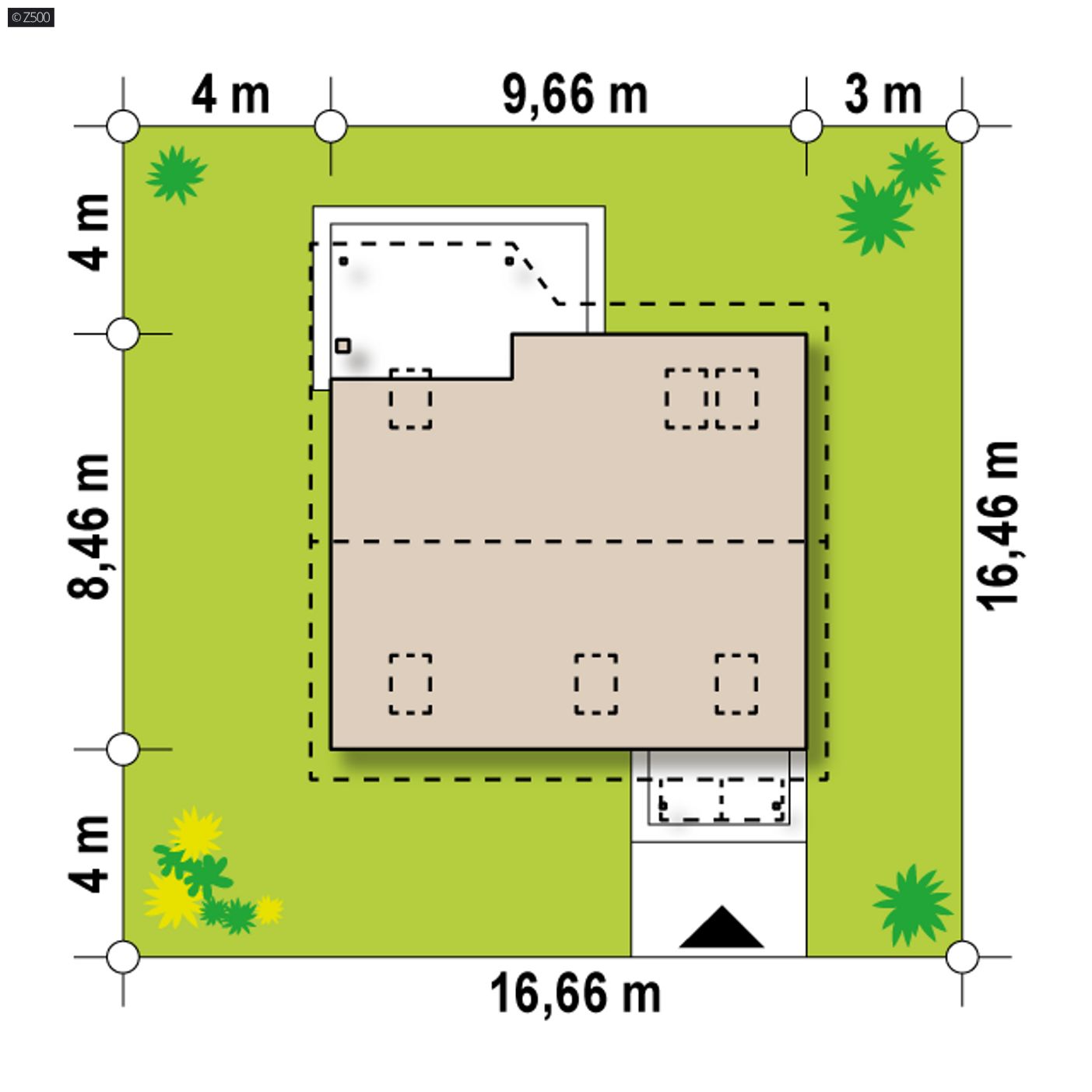 Gotowy projekt domu  - Prosty w budowie dom z dwuspadowym dachem także na mniejszą działkę.