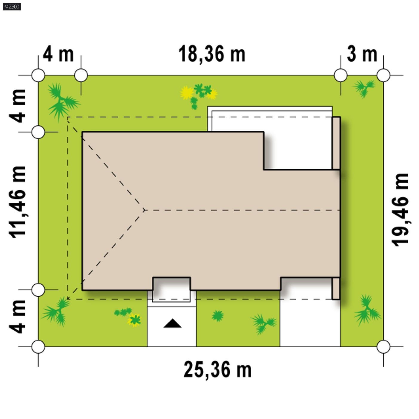 Gotowy projekt domu  - wersja bliźniaka parterowego na podstawie projektu Z123
