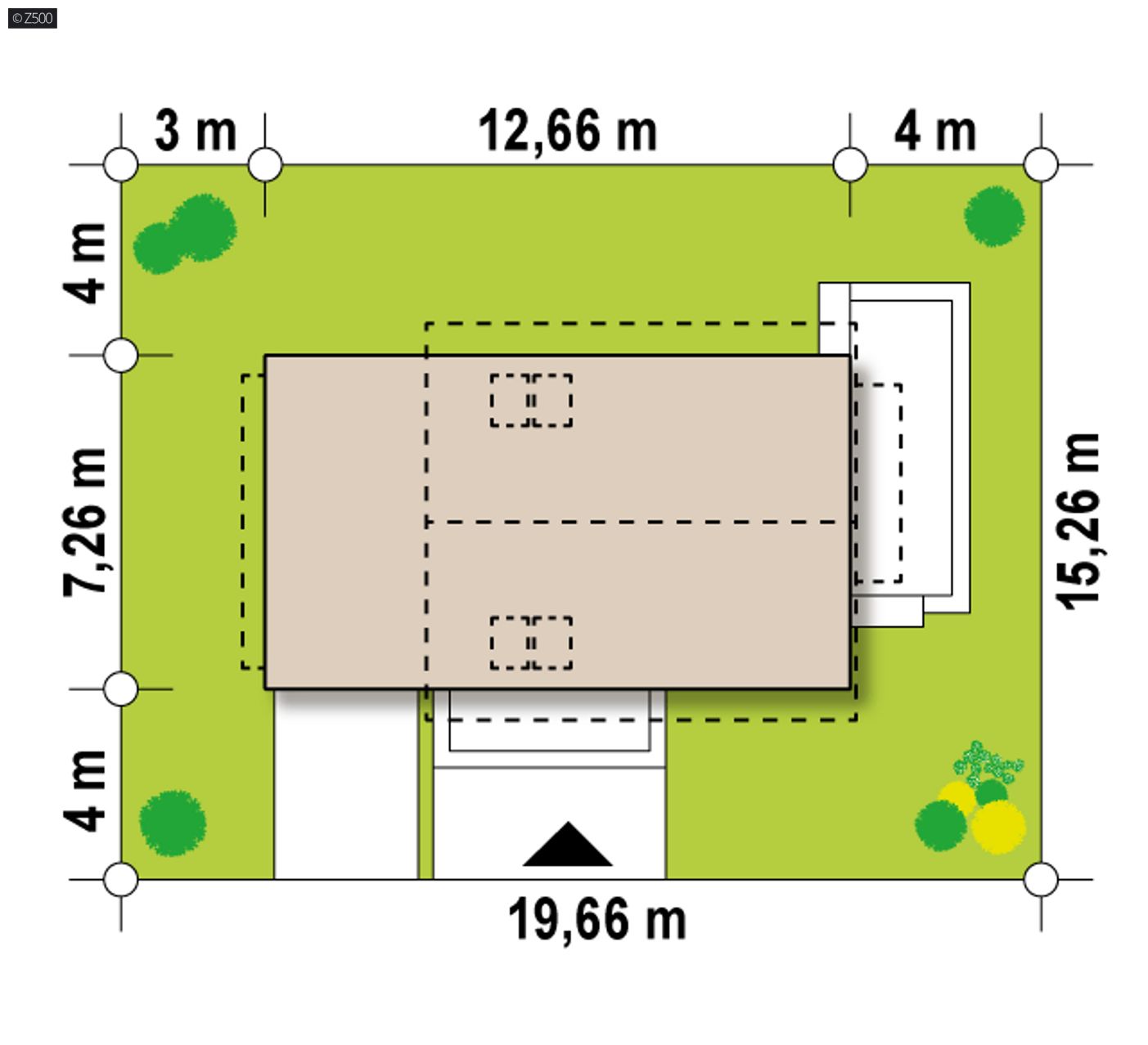 Gotowy projekt domu  - Wariant z garażem jednostanowiskowym. 