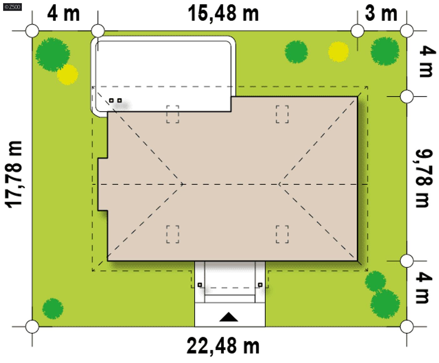 Gotowy projekt domu  - wersja w technologii szkieletowej w odbiciu lustrzanym