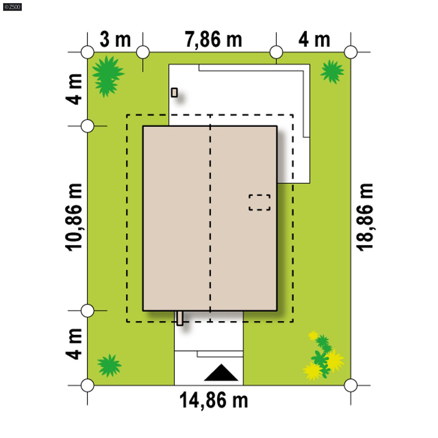 Gotowy projekt domu  - Nieduży, wygodny i praktyczny dom na wąską działkę.