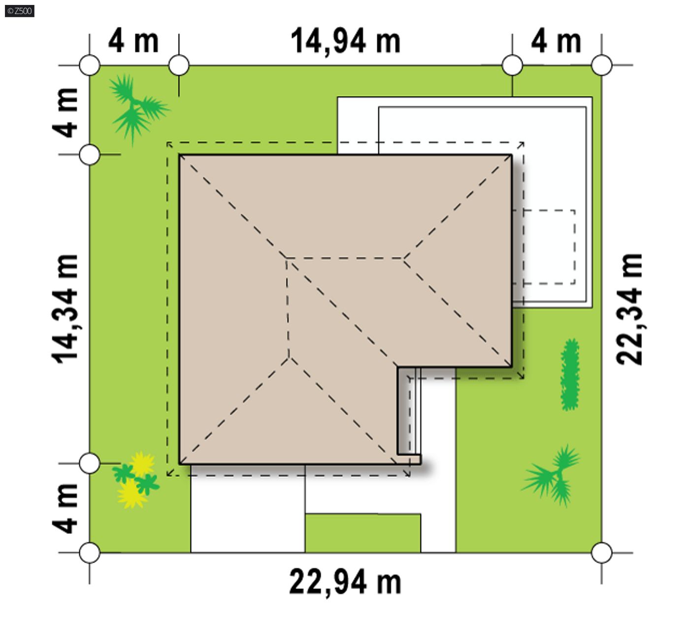 Gotowy projekt domu  - Wariant z okapami.