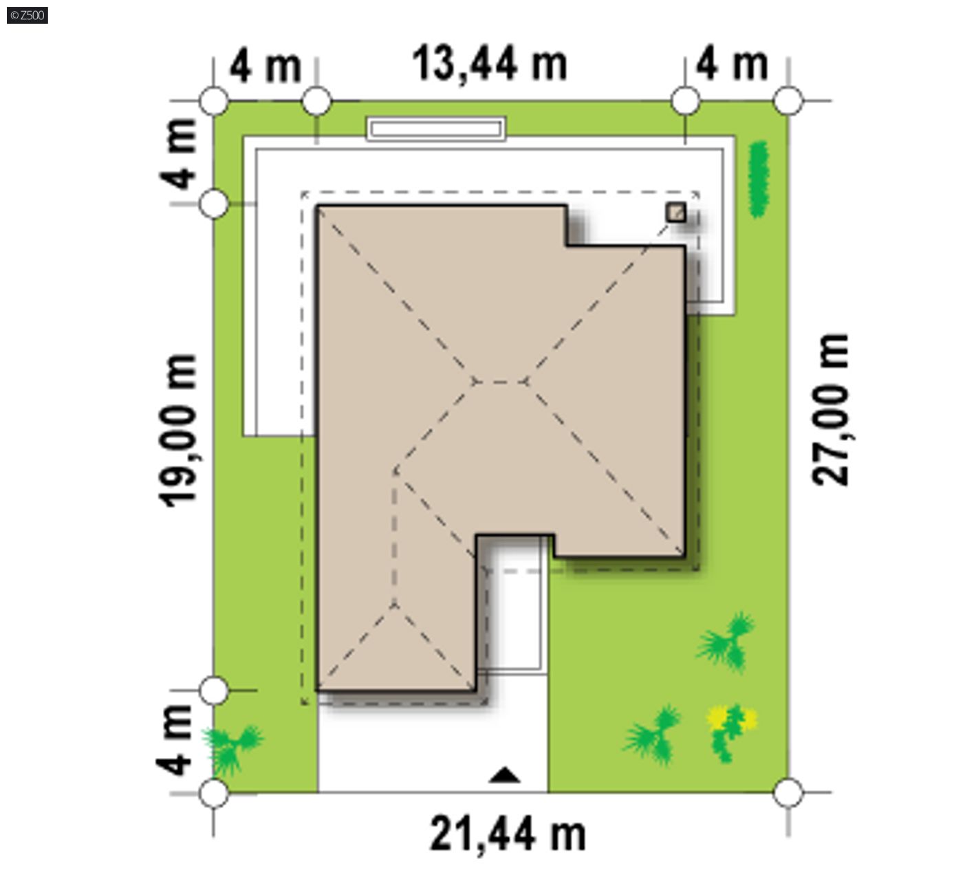 Gotowy projekt domu  - wersja z garażem jednostanowiskowym, mniejsza pow. użytkowa. 