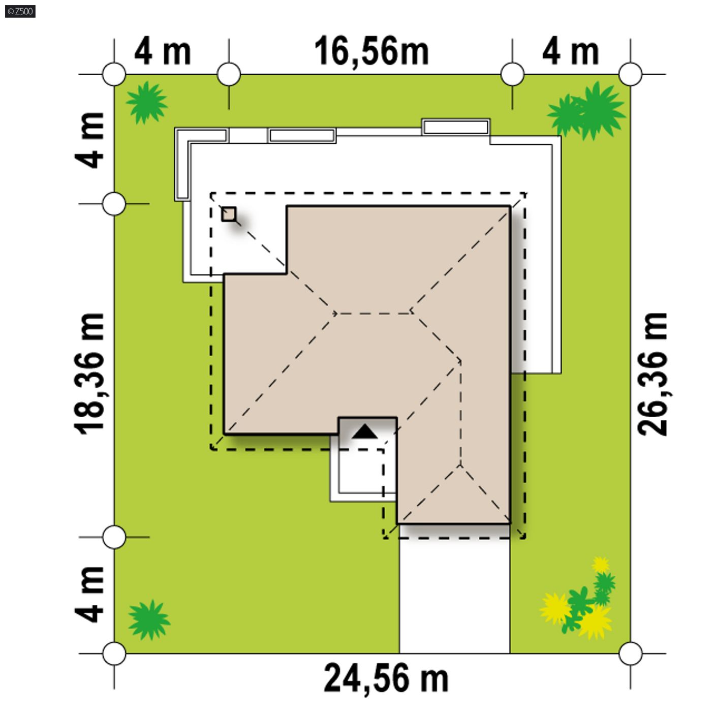 Gotowy projekt domu  - Parterowy dom z garażem na 2 auta, wygodnymi sypialniami i dużym tarasem