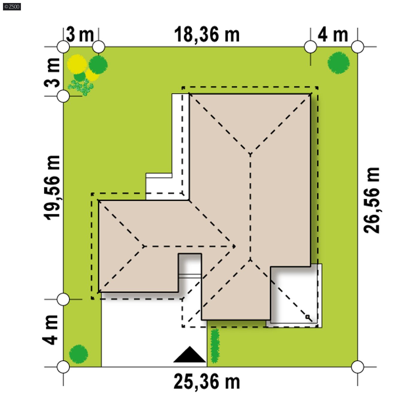 Gotowy projekt domu  - Dom o prostej, parterowej bryle z garażem na 2 auta i dużą kotłownią.