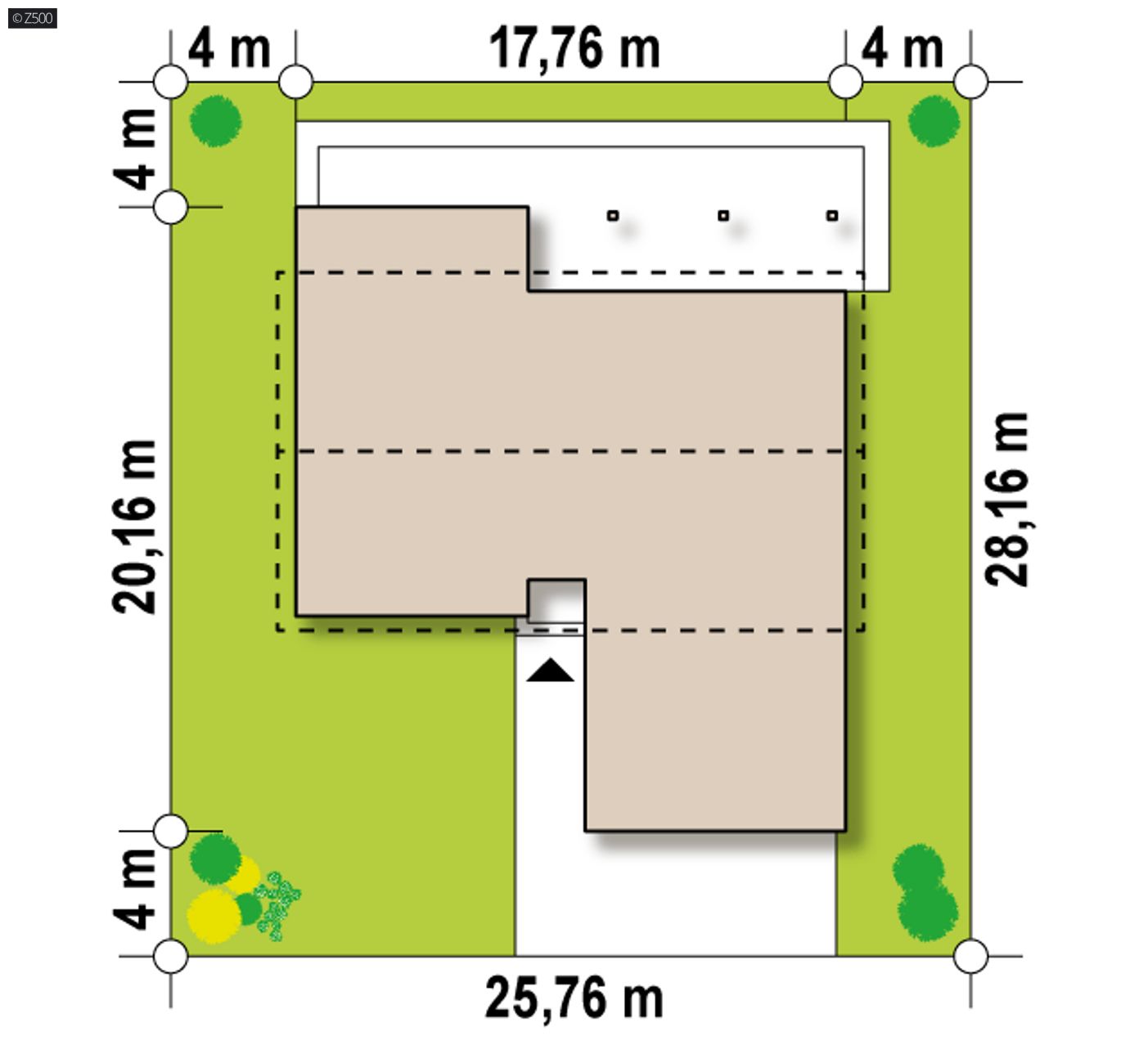 Gotowy projekt domu  - Parterowym dom z dużym salonem oraz tarasem dostępnym dla każdego z pokoi