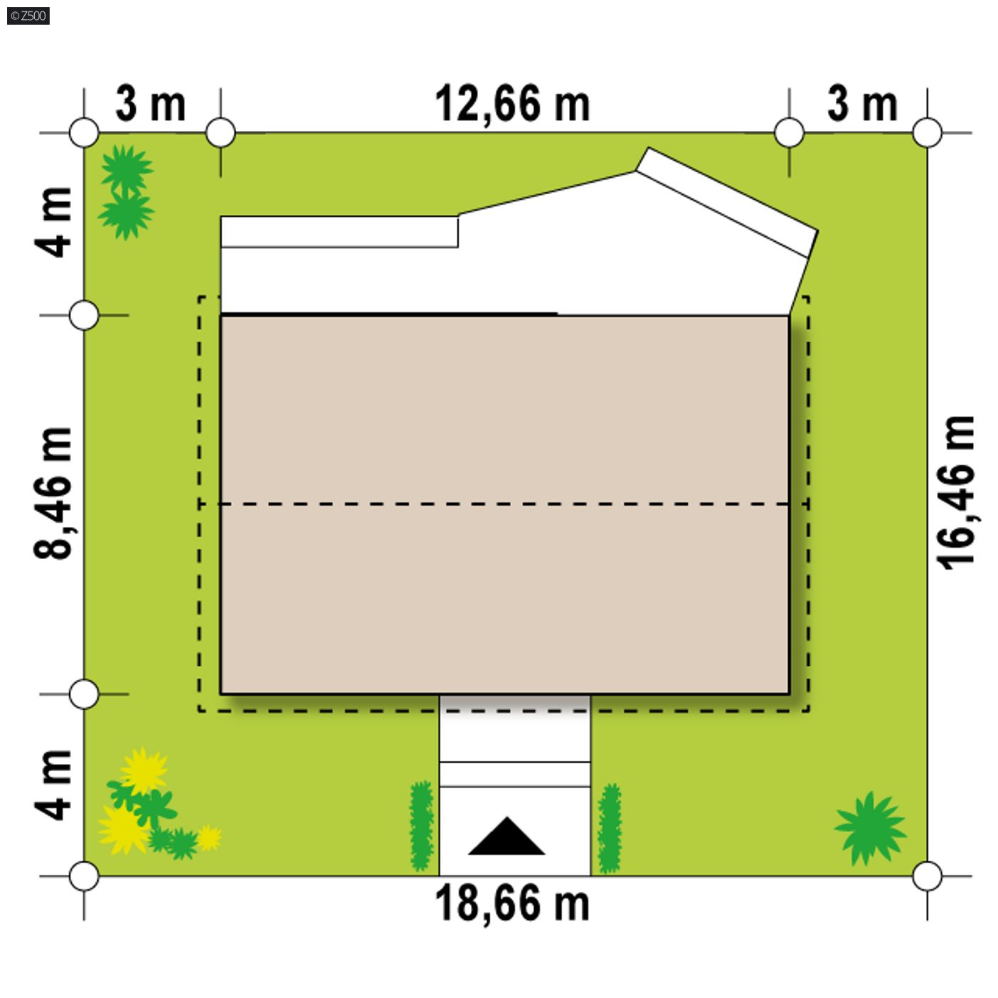 Gotowy projekt domu  - Mały, wygodny dom z dużym salonem.