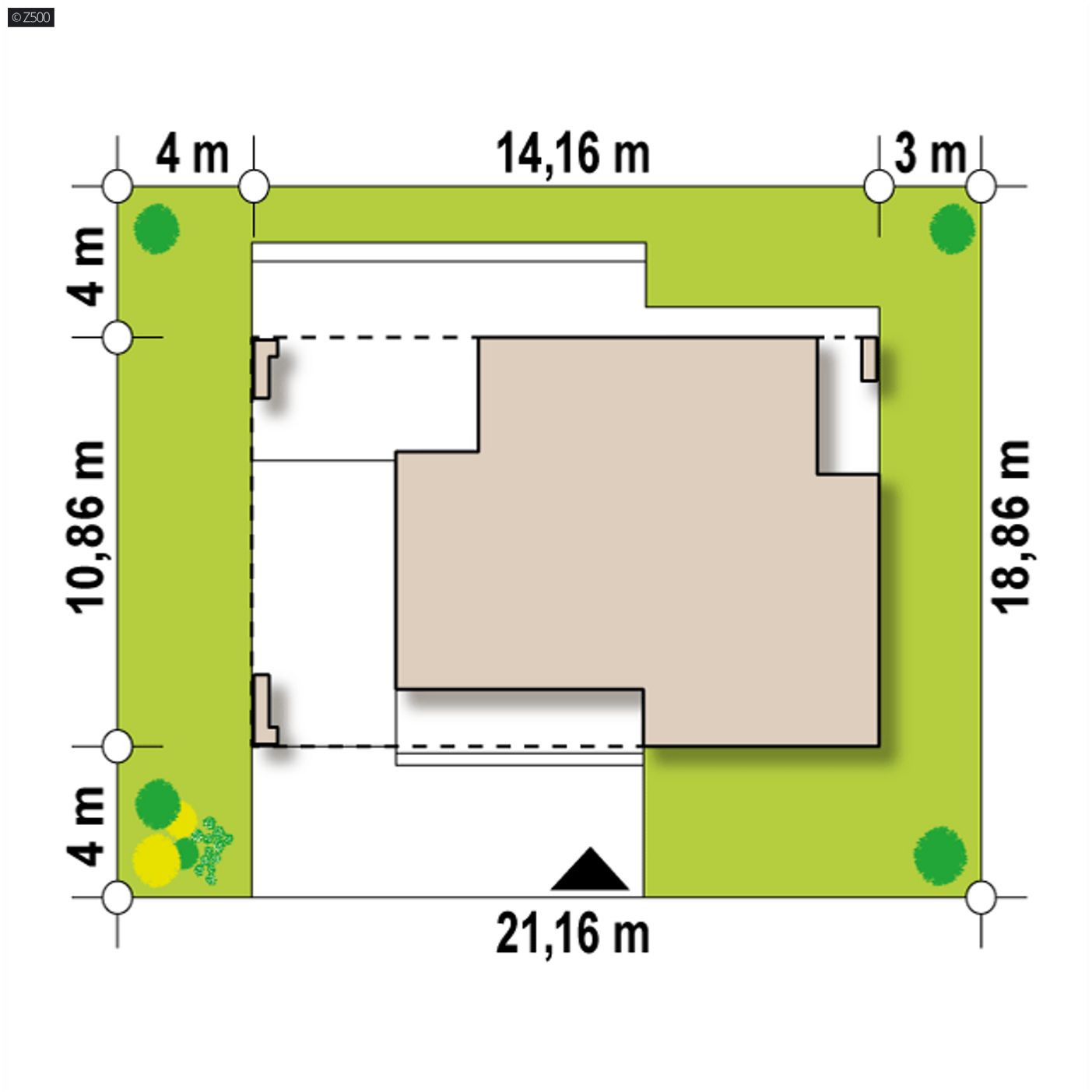 Gotowy projekt domu  - Nowoczesny parterowy dom z otwartym garażem o pow. użytkowej 100m2