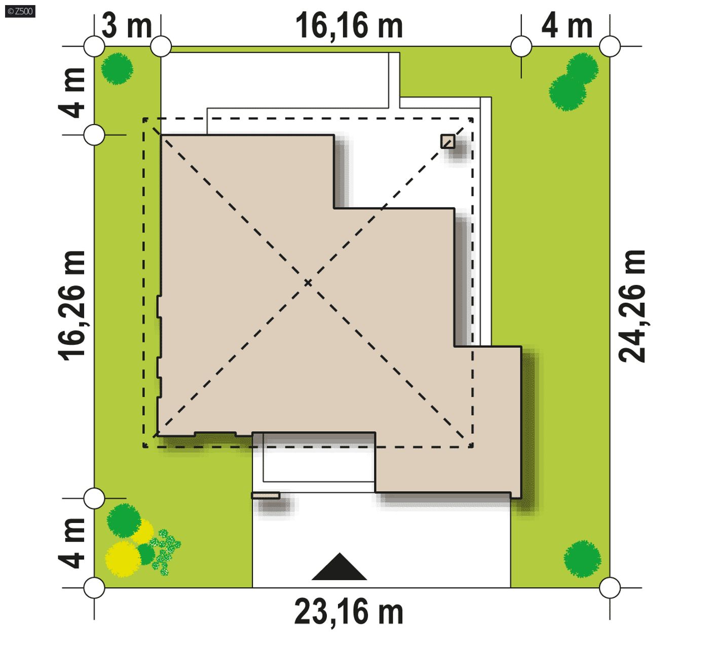 Home project  - Piętrowy dom, z garażem 2-stanowisk., dużymi przeszkleniami i dachem kopertowym