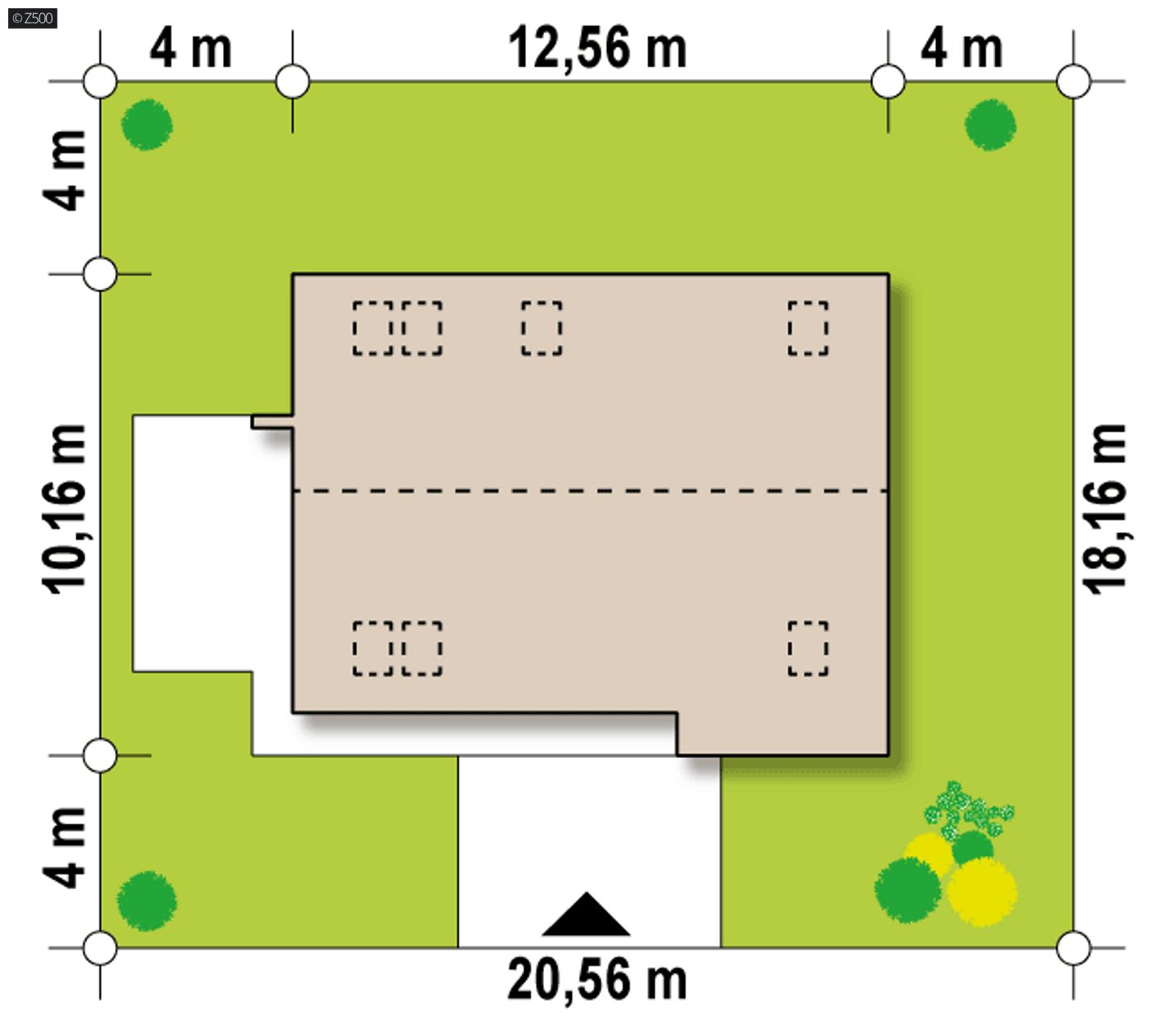 Home project  - Dom z poddaszem użytkowym z garażem w bryle, salon od frontu z bocznym tarasem