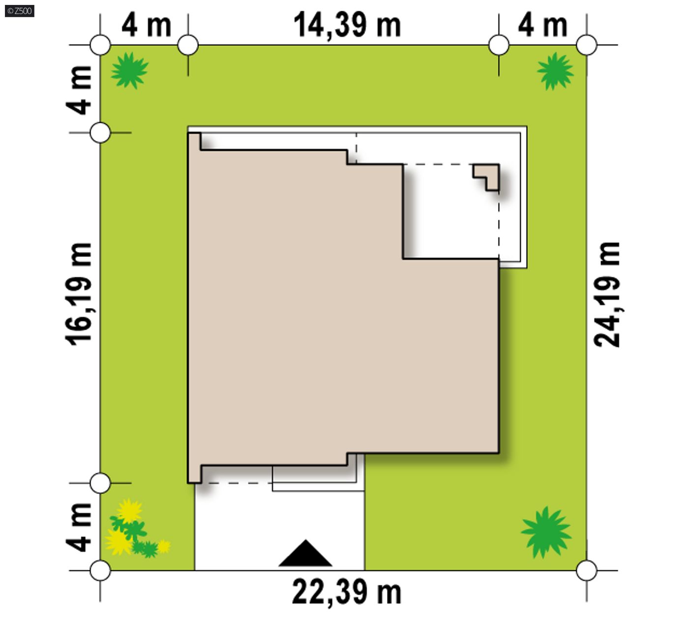 Gotowy projekt domu  - Powiększona wersja domu Zx57 z nowym zadaszeniem tarasu