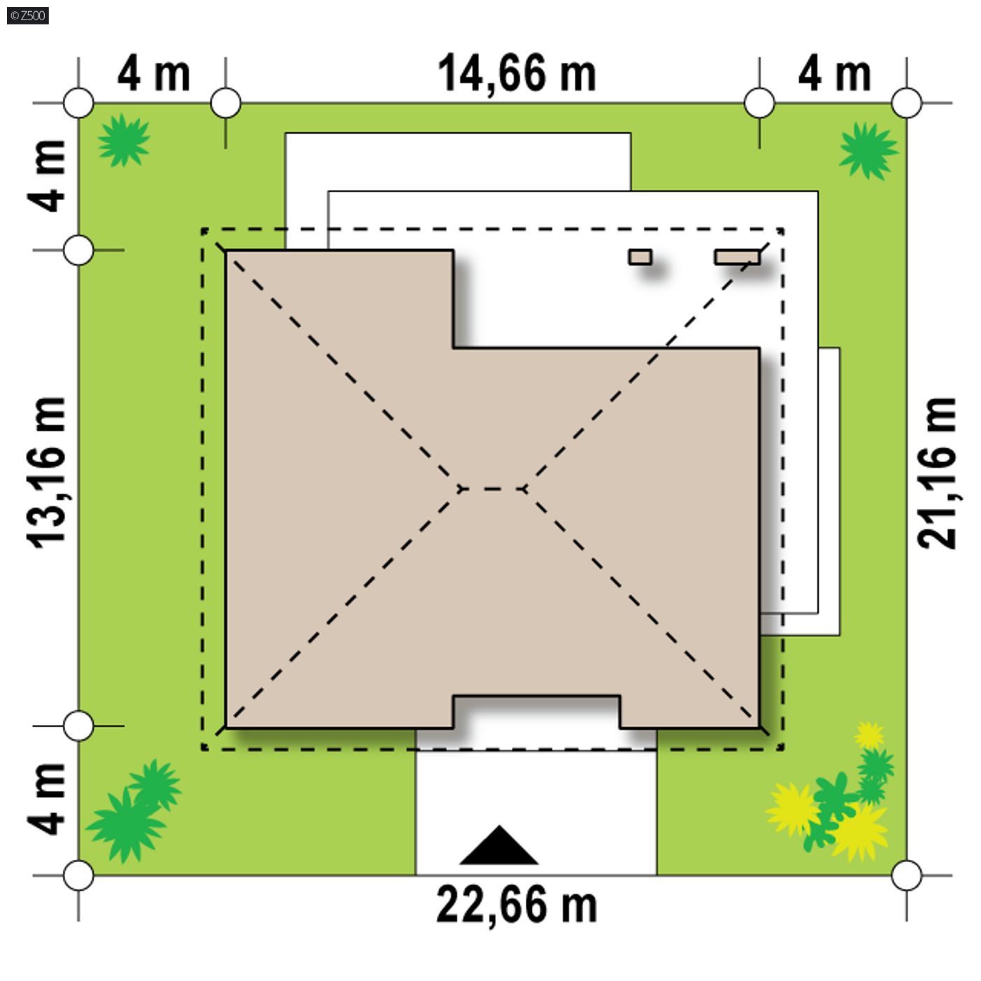 Home project  - Klasyczny dom parterowy z dachem kopertowym, 4 pokojami oraz dużym salonem.