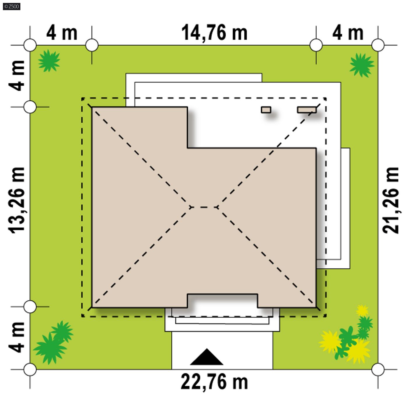 Gotowy projekt domu  - Klasyczny dom parterowy z dachem kopertowym, 4 pokojami oraz dużym salonem.