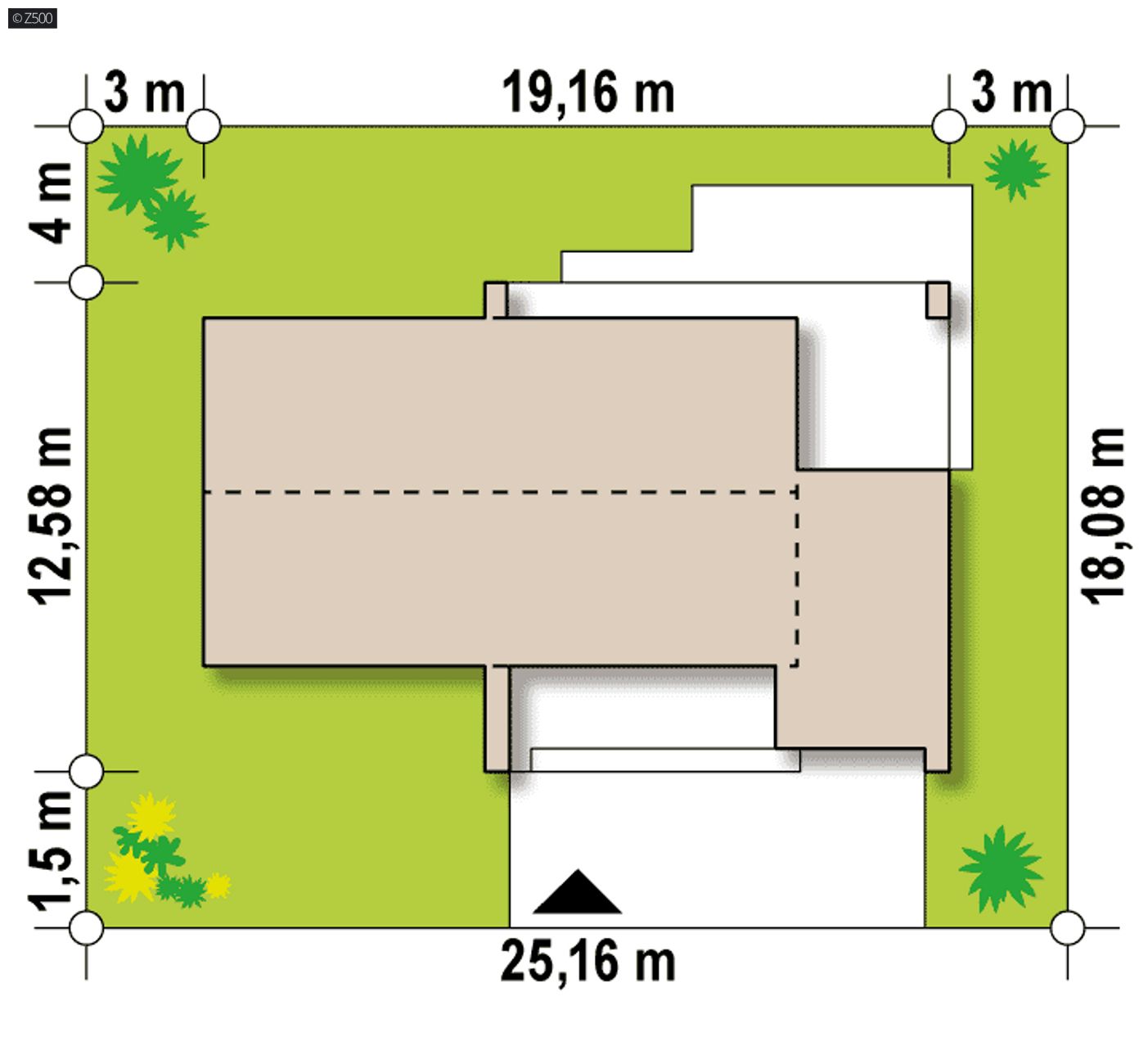 Home project  - Klasyczny dom parterowy z elementem nowoczesnym,3 sypialniami oraz strefą dzieną