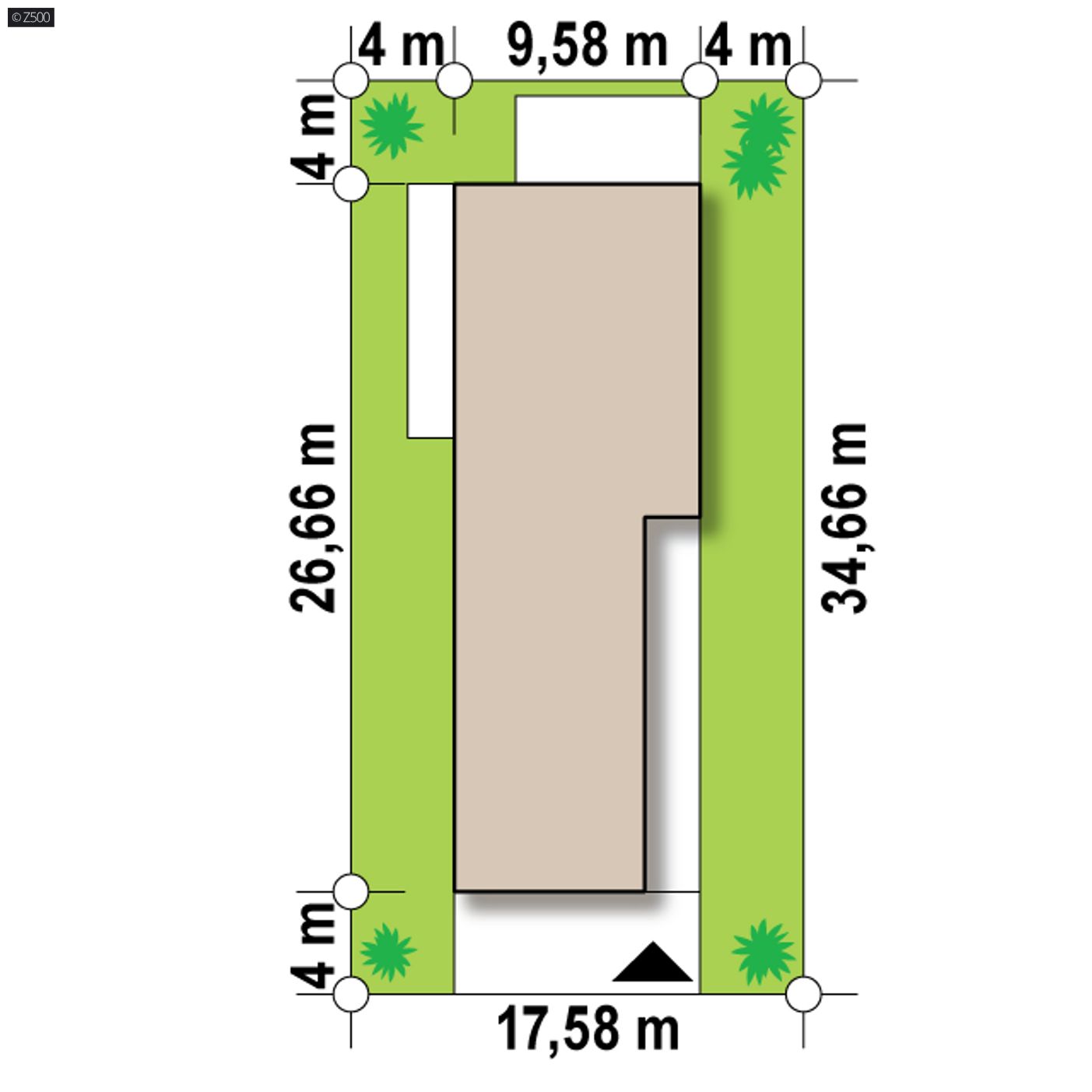 Home project  - Parterowy dom na wąska działkę z dachem dwuspadowym, 3 sypialniami oraz garażem.