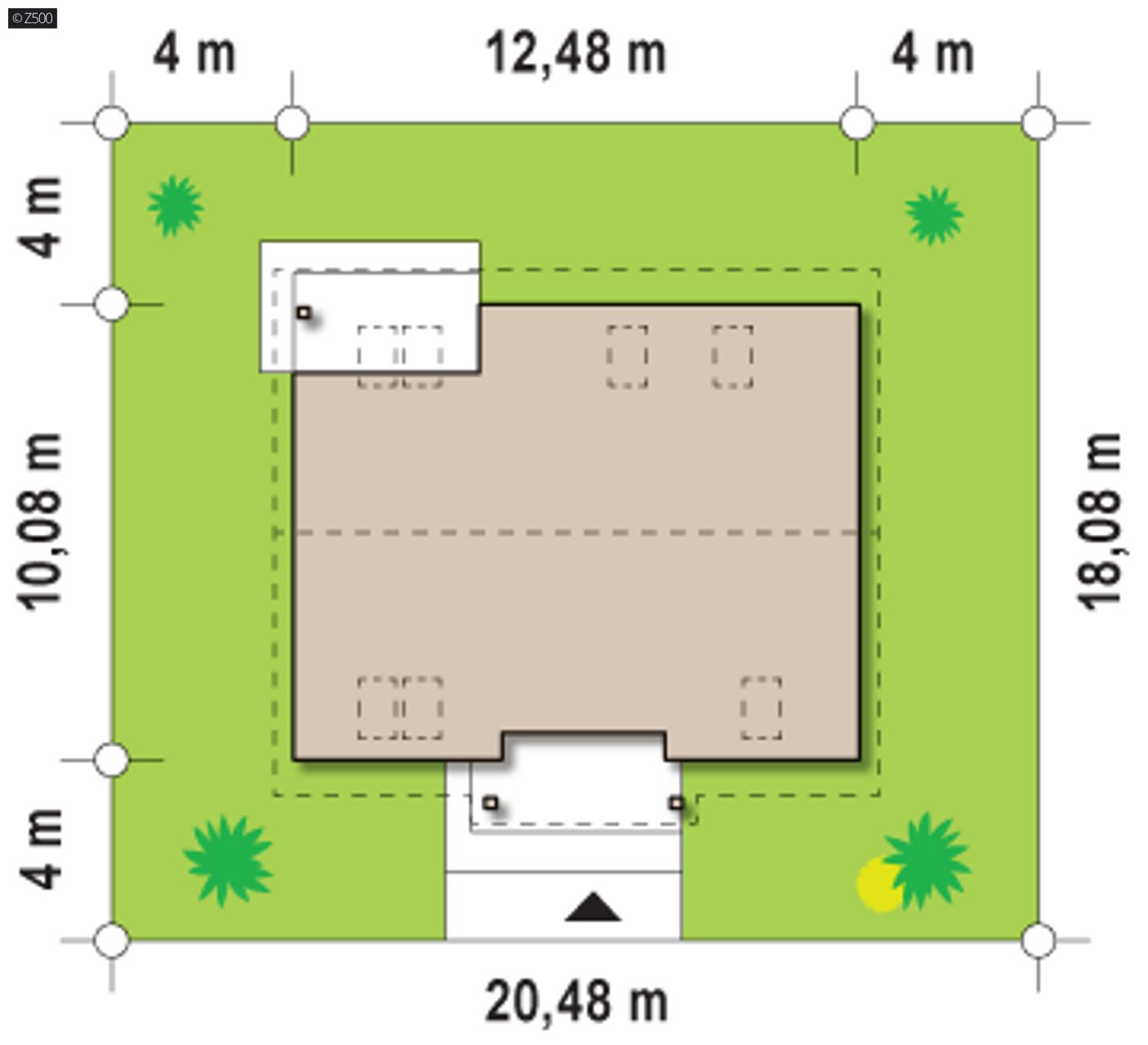 Gotowy projekt domu  - Mały dom z poddaszem użytkowym oraz garażem jednostanowiskowym w bryle.