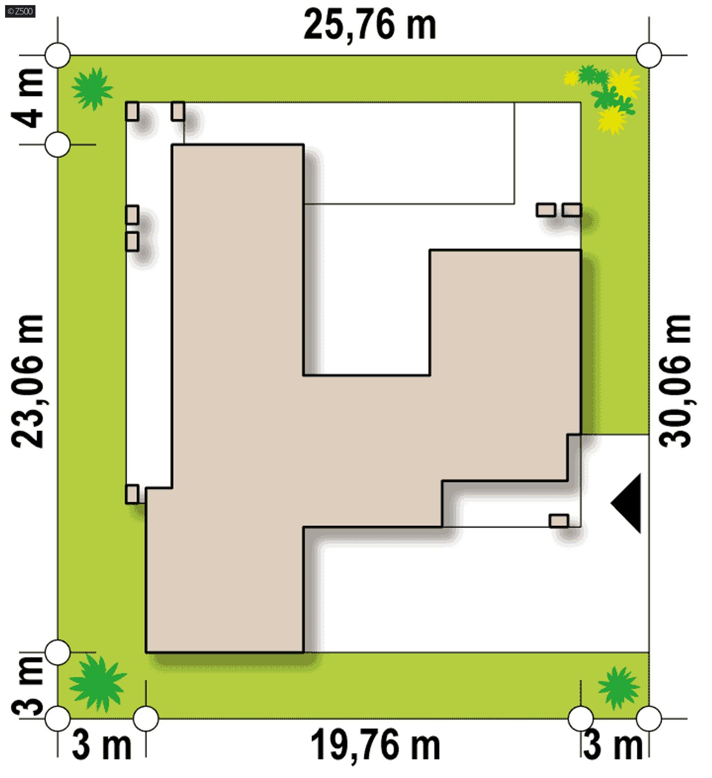 Home project  - Dom atrialny, z garażem dwustanowiskowym, 4 sypialniami i dużymi przeszkleniami.