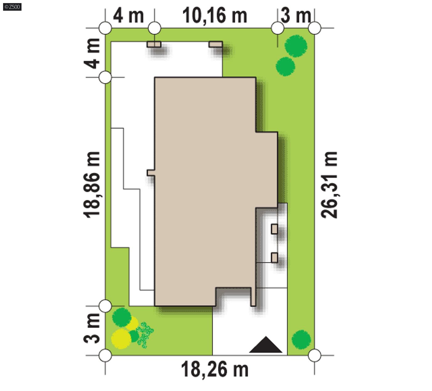 Home project  - Nowoczesny dom parterowy na wąską działkę z dwiema sypialniami oraz garażem.