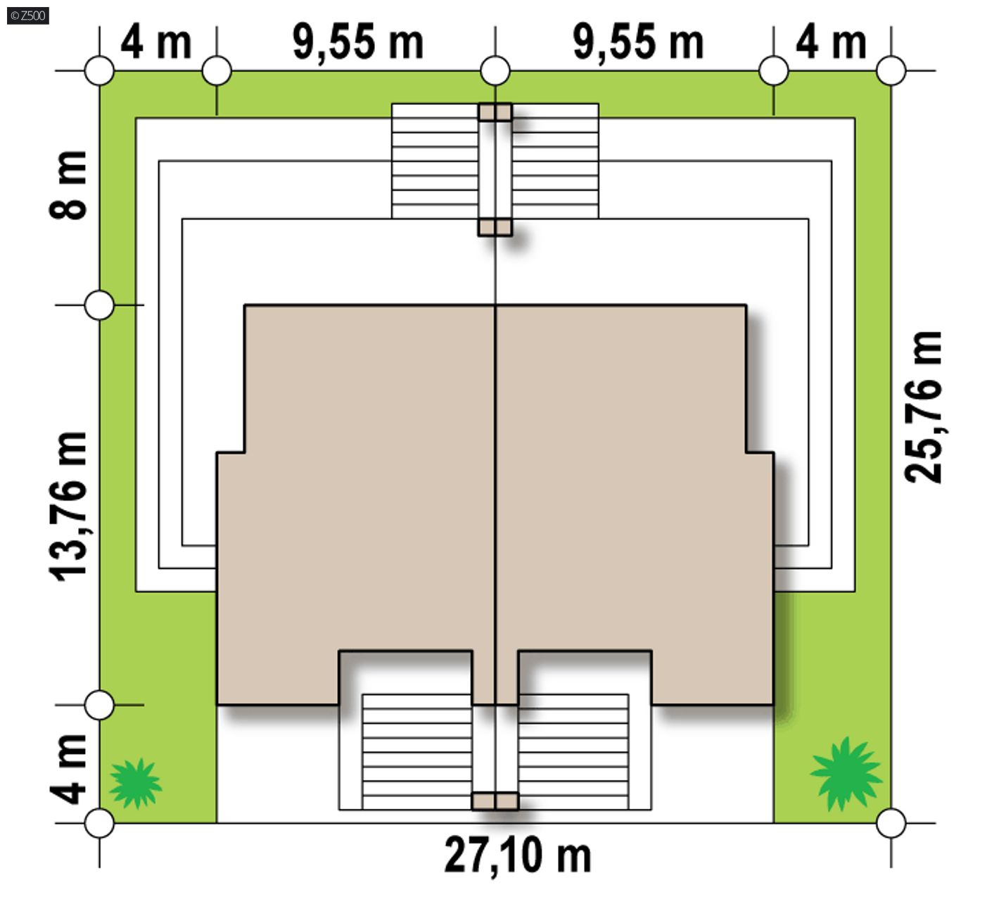 Home project  - Segment do zabudowy bliźniaczej lub szeregowej z podpiwniczeniem oraz tarasem.