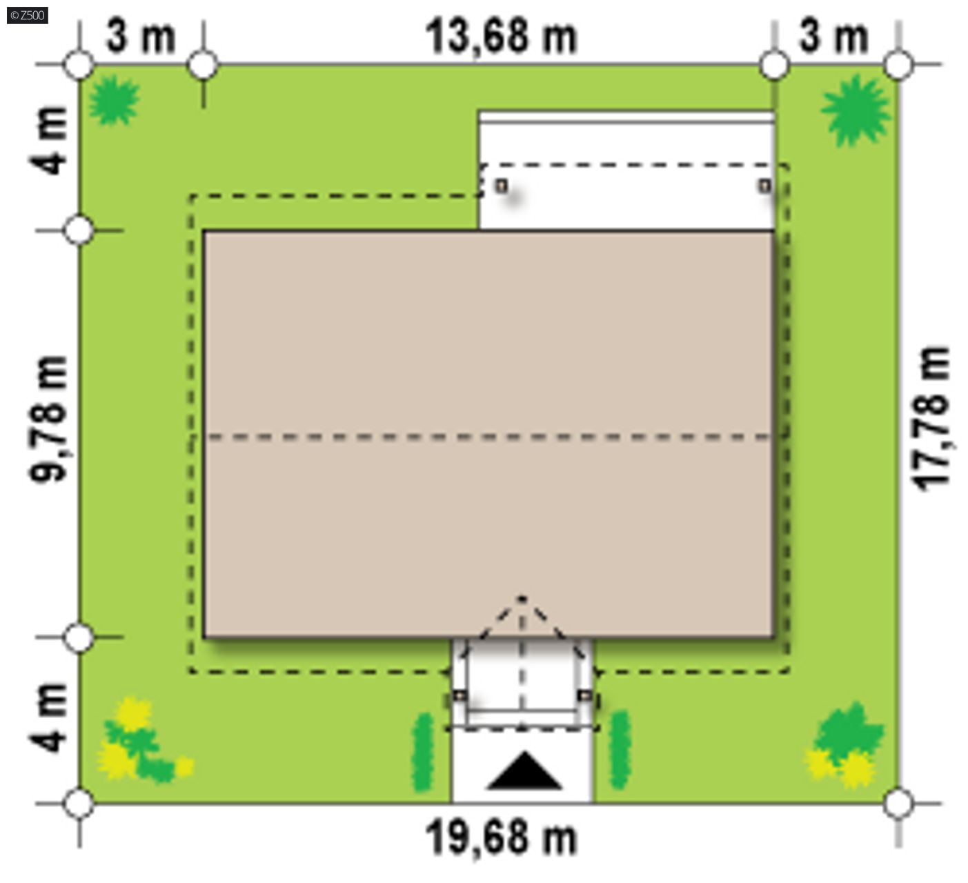 Home project  - Mały dom parterowy z dachem dwuspadowym, 3 sypialniami i dużą kuchnią.