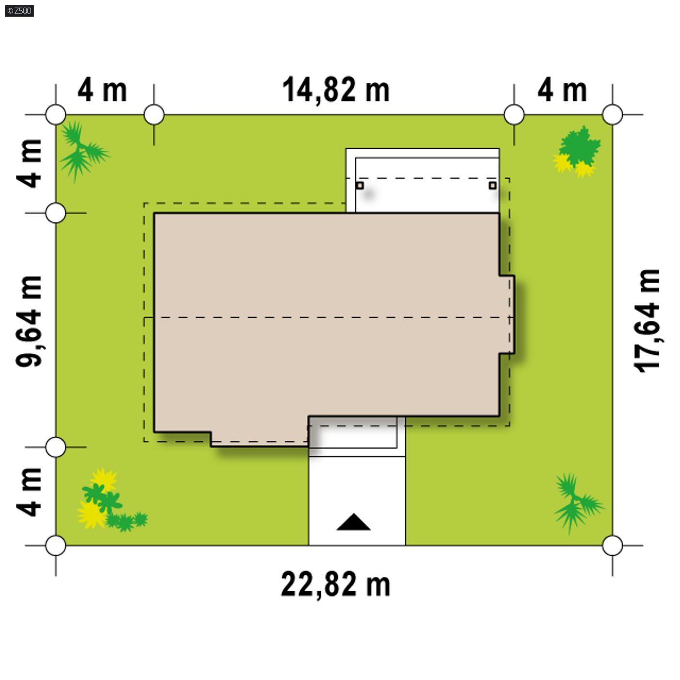 Gotowy projekt domu  - Parterowy dom z nowoczesnym wykuszem, 3 sypialniami także na małą działkę.