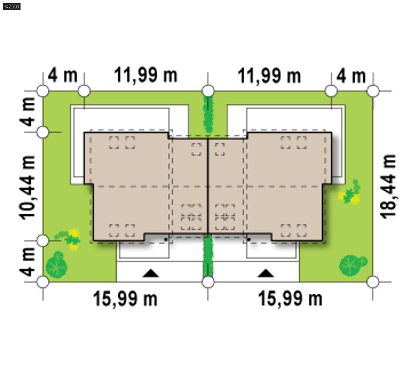 Gotowy projekt domu  - Projekt do zabudowy bliźniaczej/osiedlowej z wysoką ścianką kolankową i garażem.