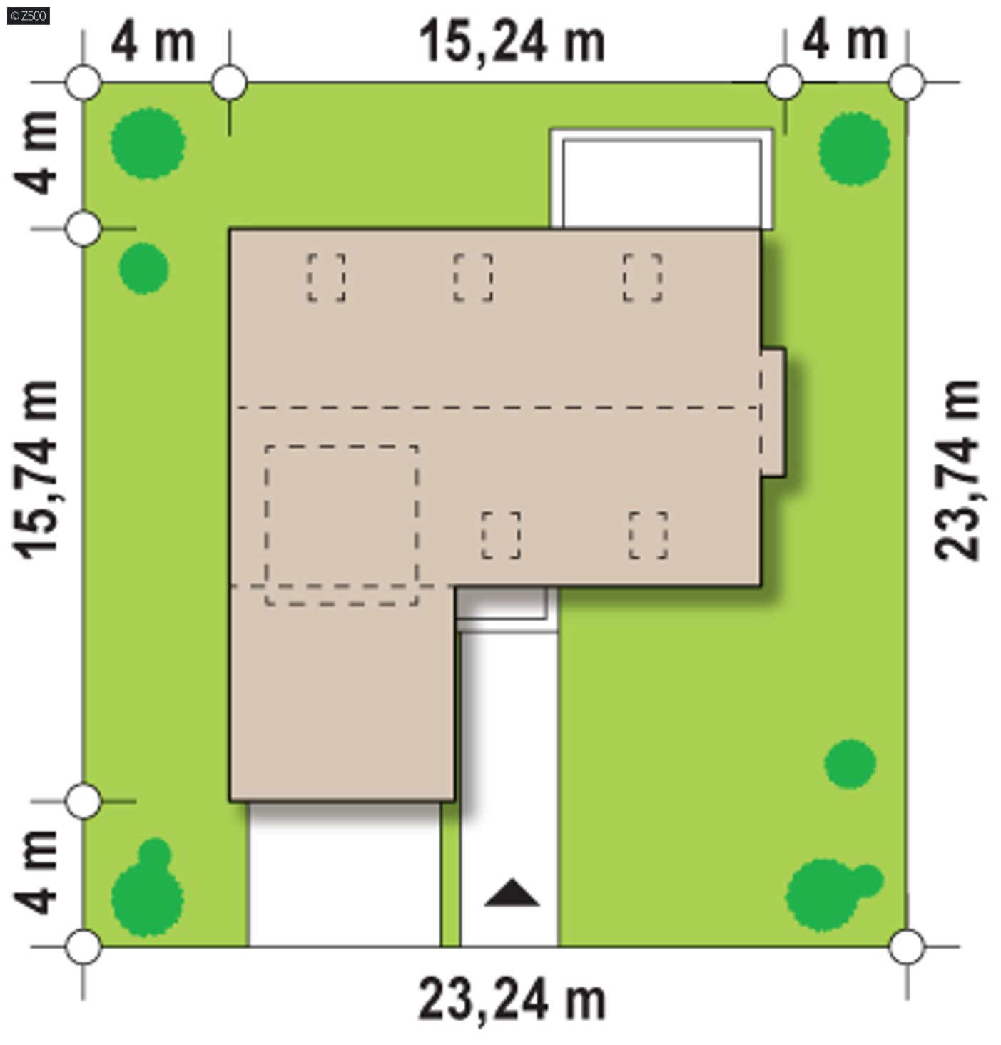 Gotowy projekt domu  - Projekt domu z wykuszem i tarasem nad garażem wysuniętym od frontu, 5 sypialni.
