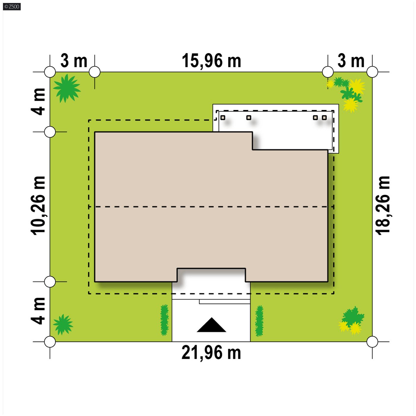 Gotowy projekt domu  - Parterowy dom tani w budowie z dużym P.G oraz z opcją zagospodarowania poddasza.