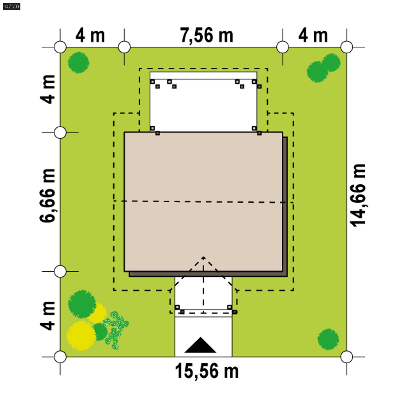 Gotowy projekt domu  - Niewielki dom z werandą i dachem dwuspadowym.