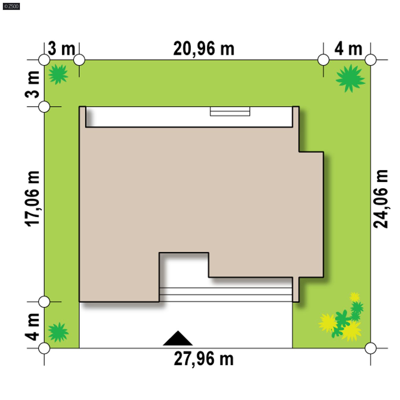 Home project  - Nowoczesna parterówka z 4 sypialniami, garażem 2-stanowiskowym i dużymi oknami.